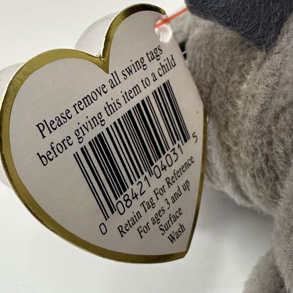 TY BEANIE BABY Tank Gray Armadillo 8" Plush 2-22-95 Original w/ Heart Tag #4031 - Picture 5 of 8